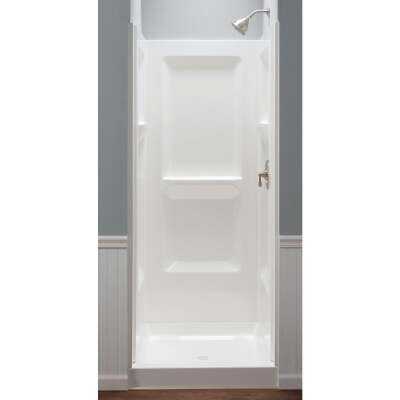 Mustee Durawal 32 In. x 73.25 In. x 32 In. Alcove Shower Wall Set in White (3-Piece)